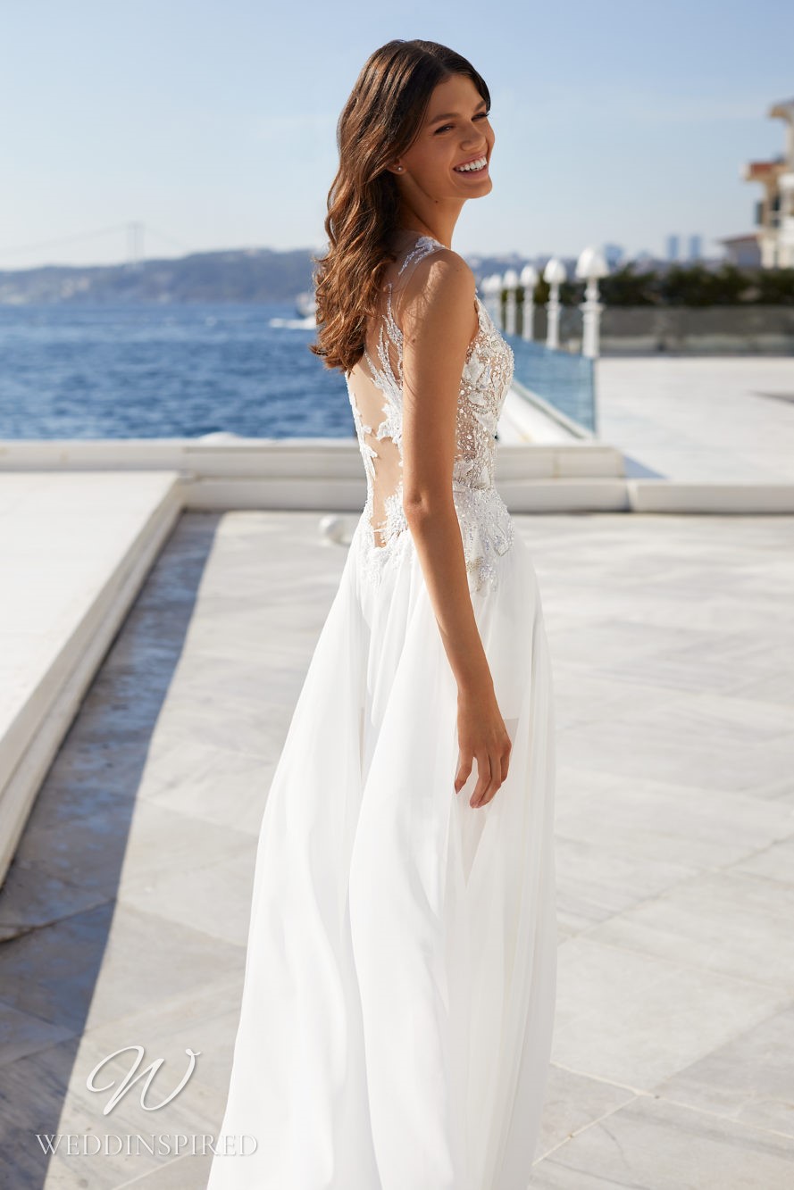 milla nova 2021 wedding dress xenia lace chiffon A-line backless