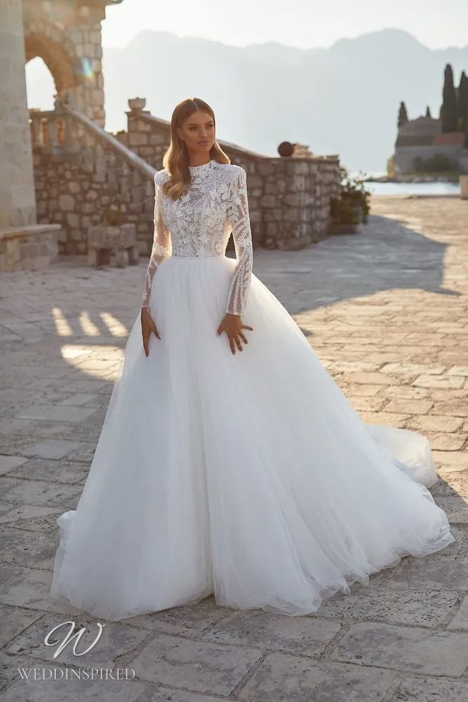milla nova wedding dress amalfia lace tulle princess long sleeves modest