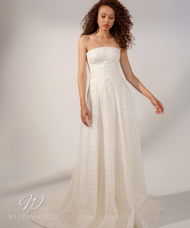 Rara Avis 2021 simple lace strapless A-line wedding dress