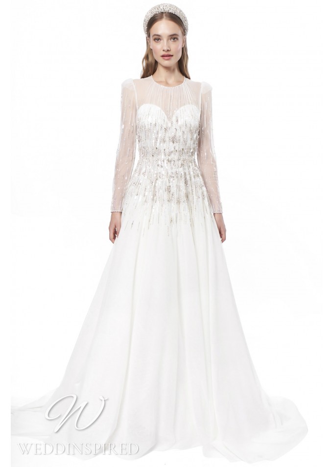jenny packham 2021 wedding dress a-line tulle long sleeves