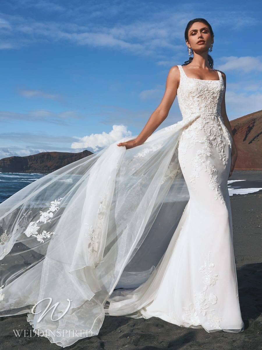 pronovias 2022 wedding dresses bohol lace tulle mermaid detachable skirt