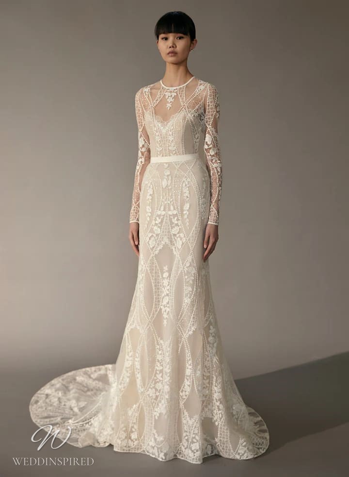 elie saab 2023 wedding dress lace mermaid long sleeves ivory vintage