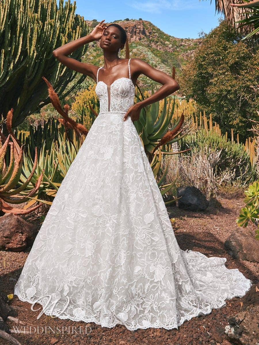 pronovias 2022 wedding dresses butina floral lace A-line