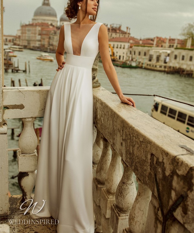 Rara Avis 2021 silk A-line wedding dress v neck