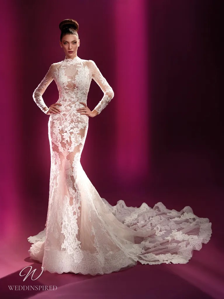 atelier pronovias 2023 wedding dress esmee lace mermaid long sleeves