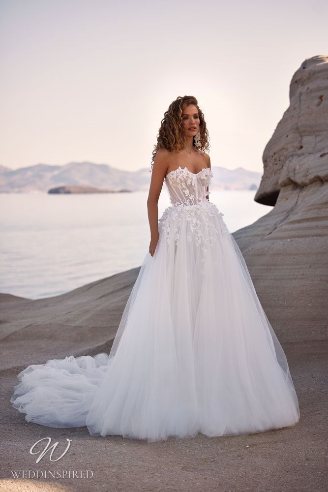 milla nova 2023 wedding dress evelyn lace tulle princess a-line strapless