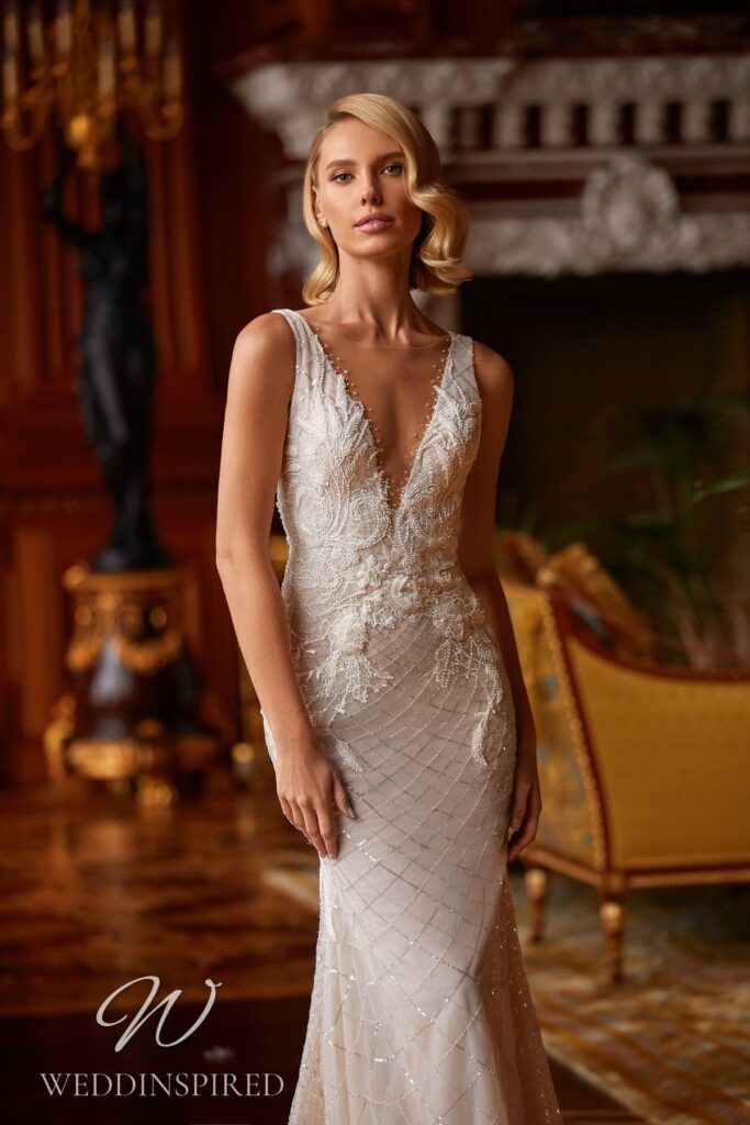 pollardi 2021 wedding dress lace mermaid v neck