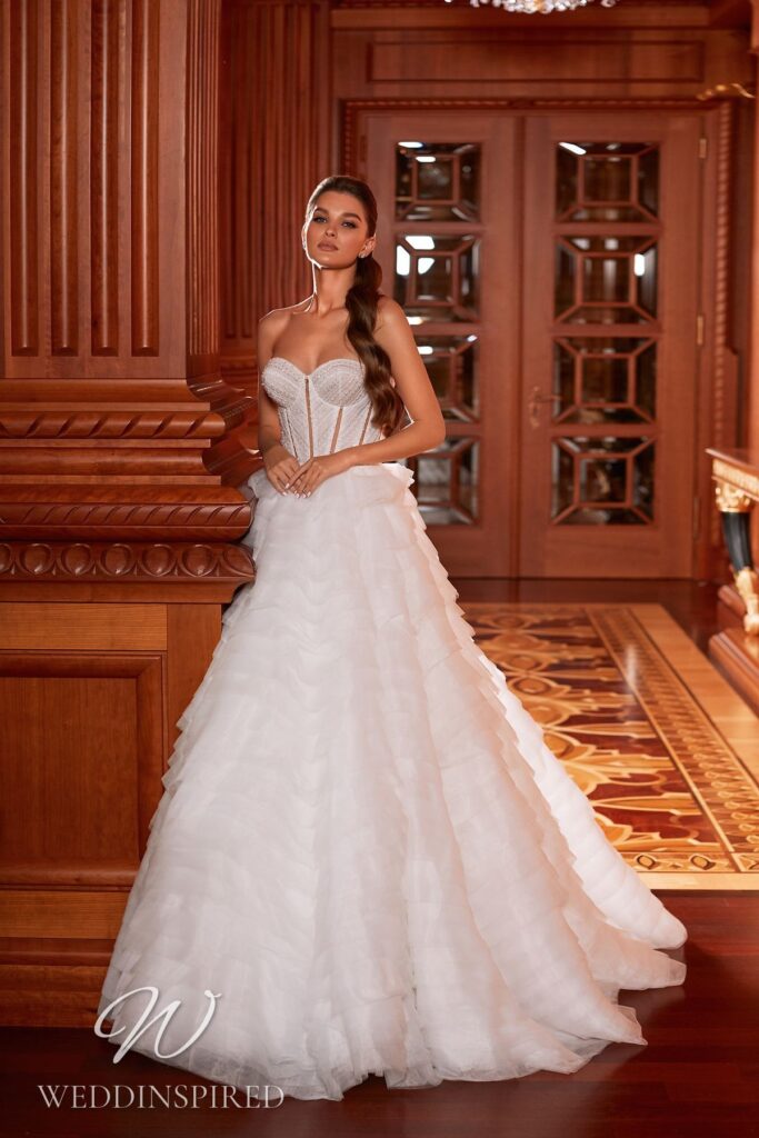 pollardi 2021 wedding dress a-line princess tulle strapless