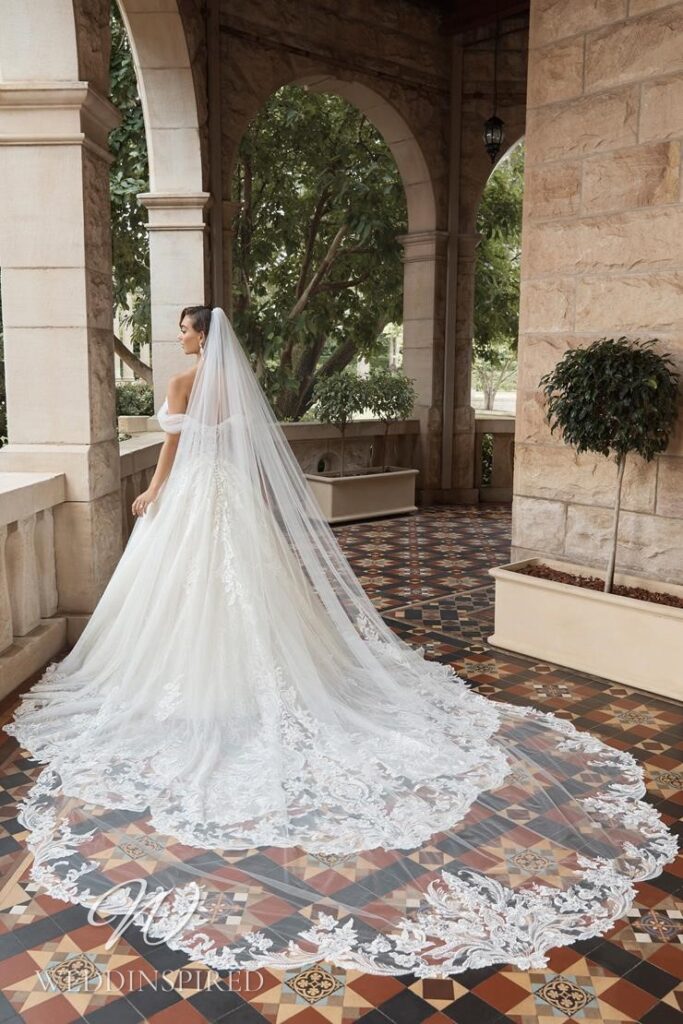 sophia tolli 2021 wedding dress lace a-line princess off the shoulder