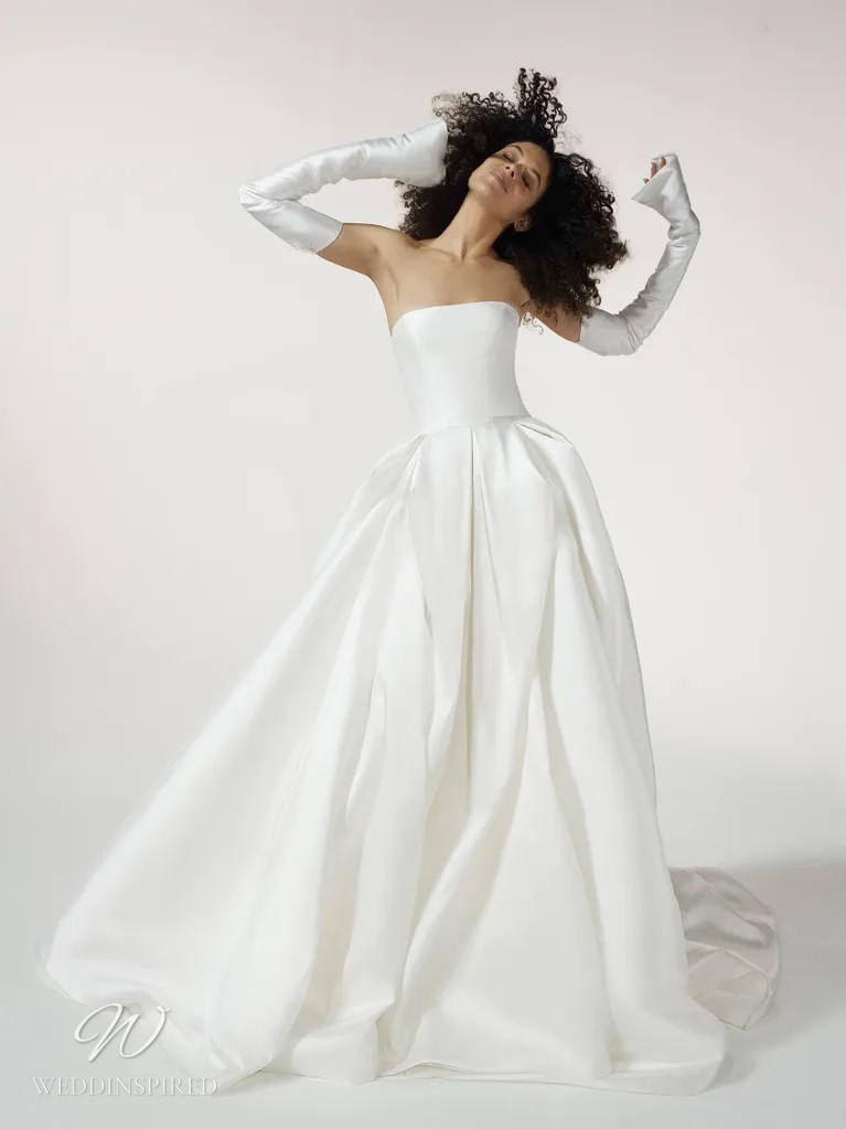 vera wang wedding dress 2023 meliora satin silk strapless princess a-line