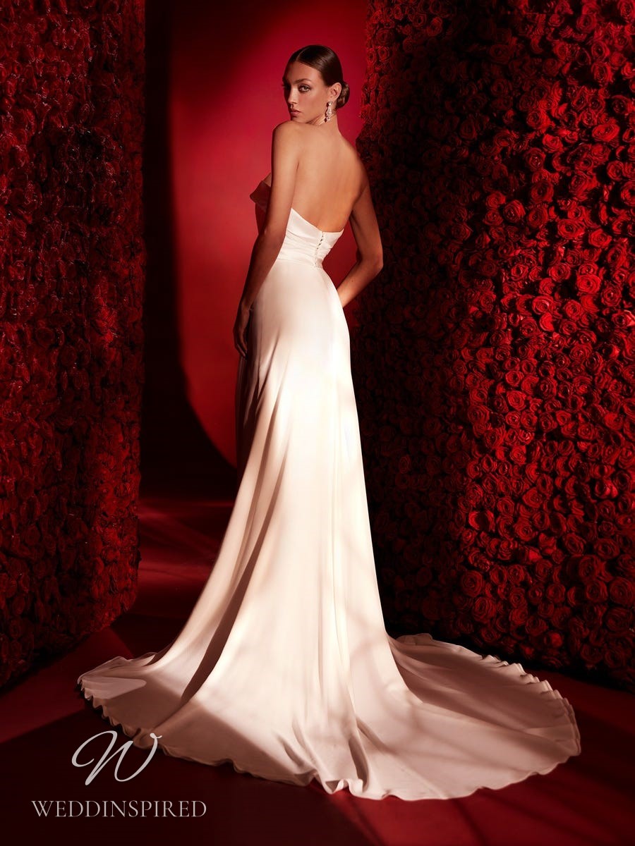 atelier pronovias 2022 opera wedding dress misty strapless satin sheath