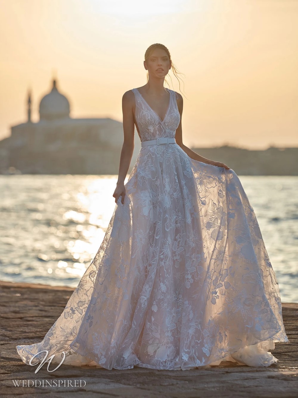 nicole milano 2023 wedding dress ombretta tulle lace a-line v neck