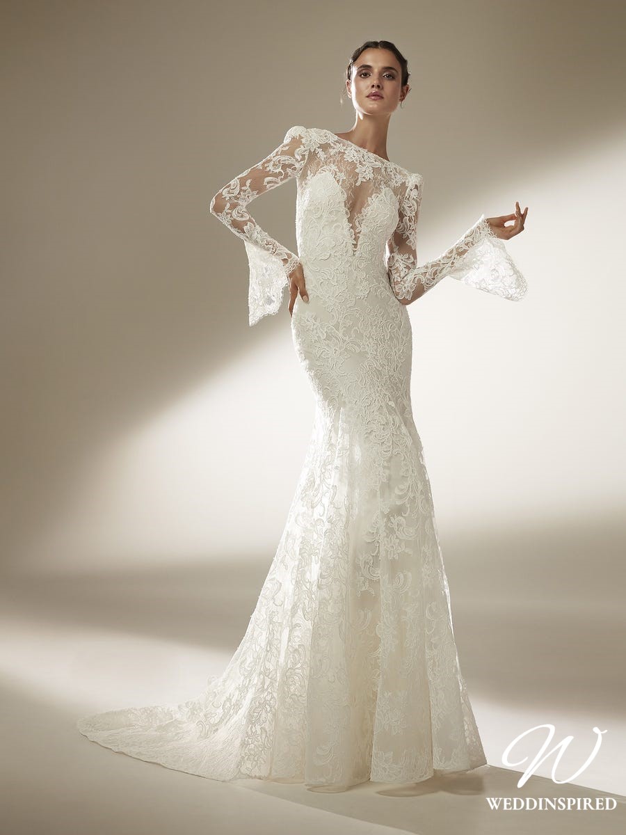 atelier pronovias lace mermaid wedding dress long sleeves