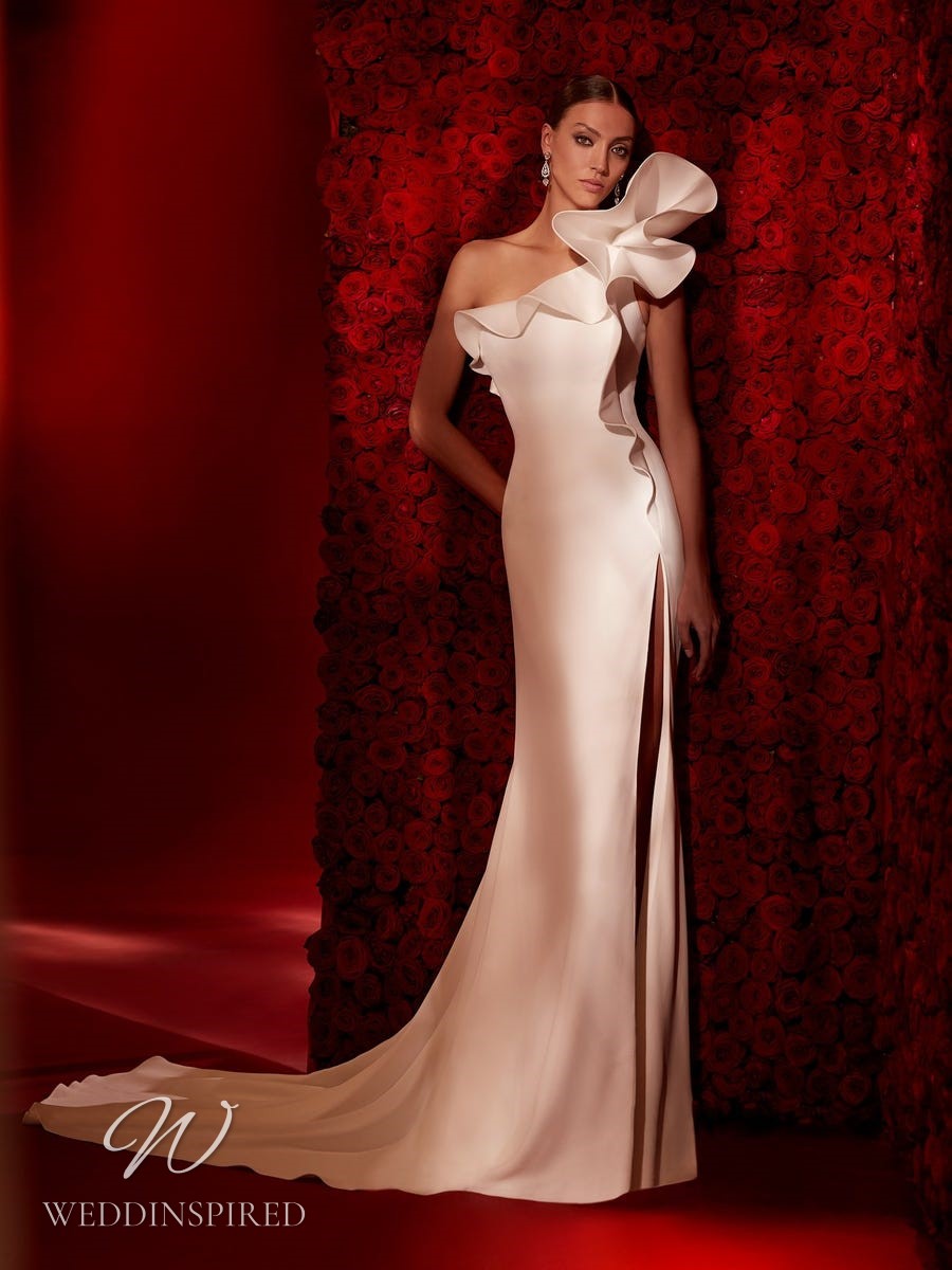 atelier pronovias 2022 opera wedding dress rossetti satin mermaid ruffles