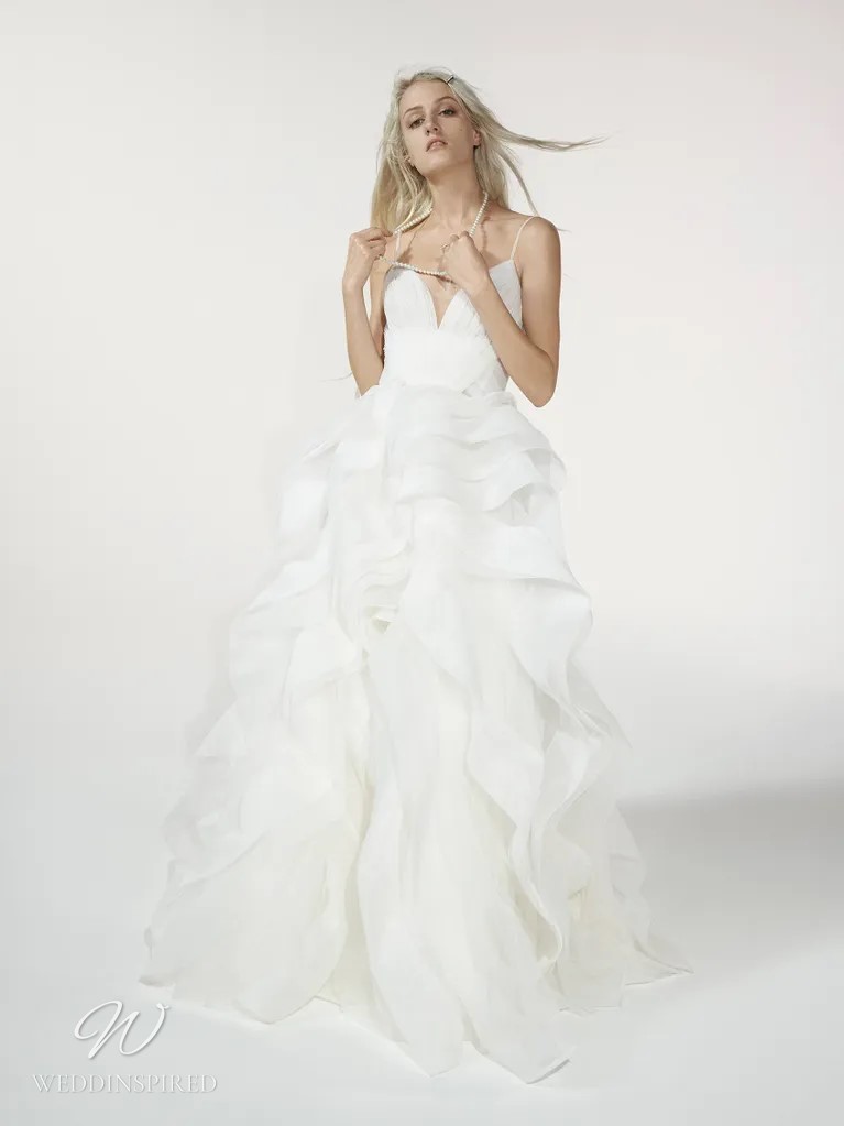 vera wang wedding dress 2023 rubria satin silk lace a-line ruffles layers