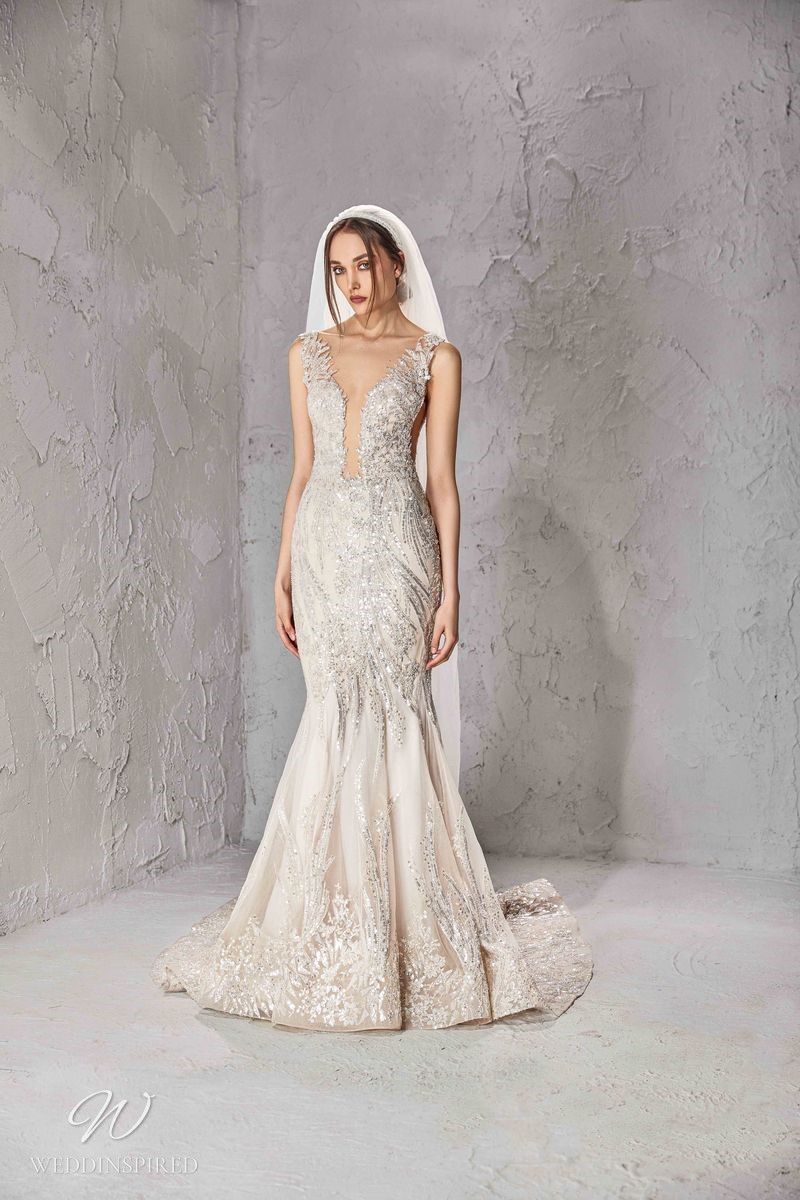 tony ward 2023 wedding dress tuba blush lace mermaid