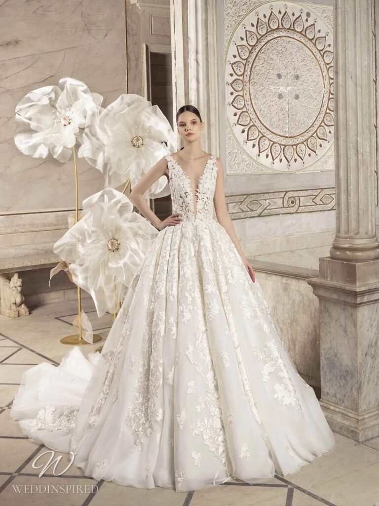 tony ward 2024 wedding dress lush princess ball gown train tulle lace v neck
