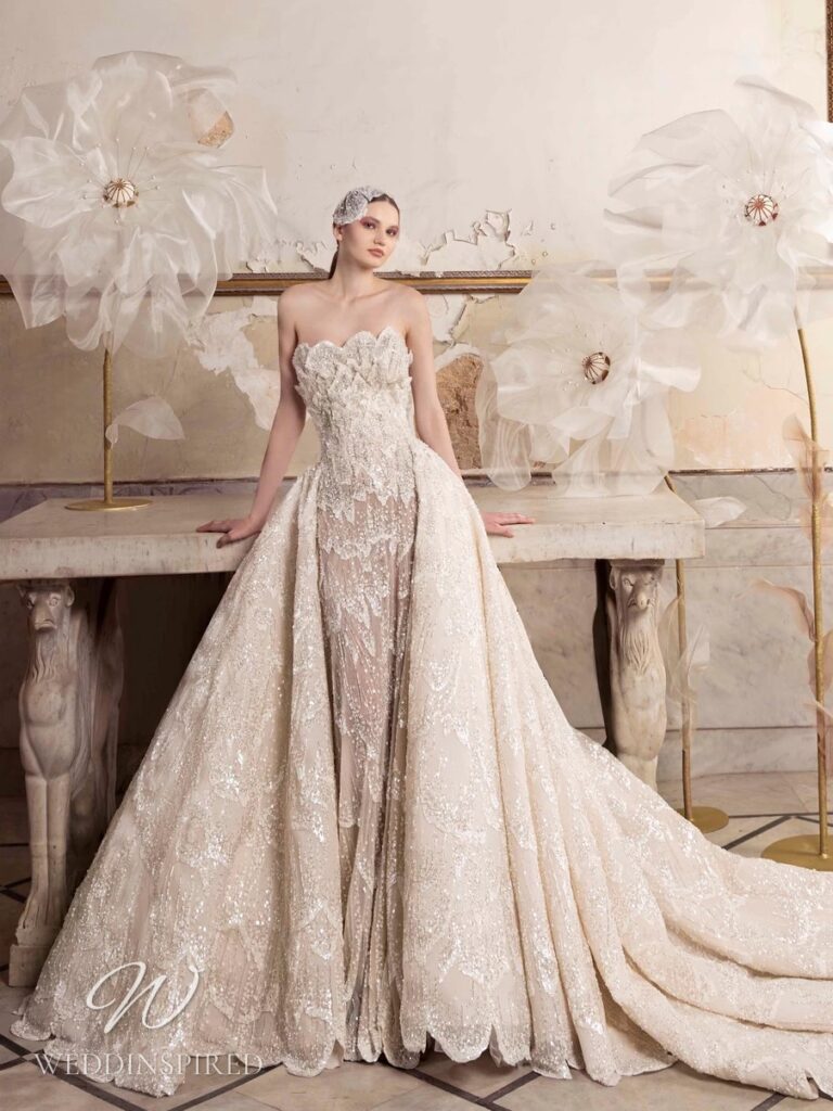 tony ward 2024 wedding dress secret strapless mermaid detachable skirt ivory lace