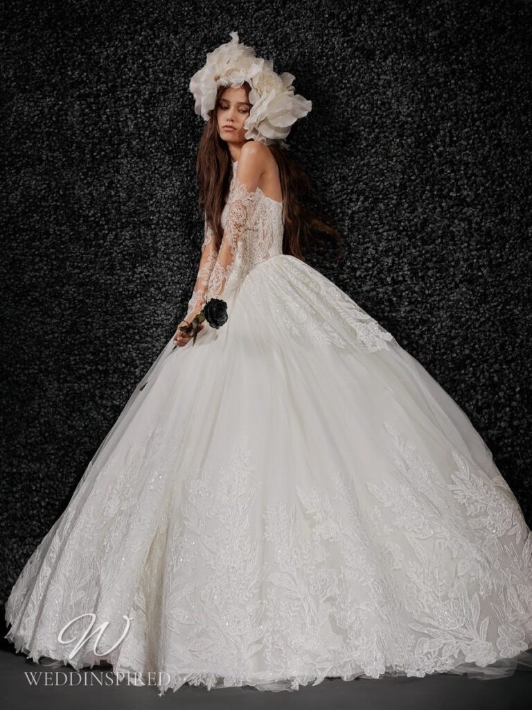 vera wang 2022 wedding dress viviane lace princess ball gown