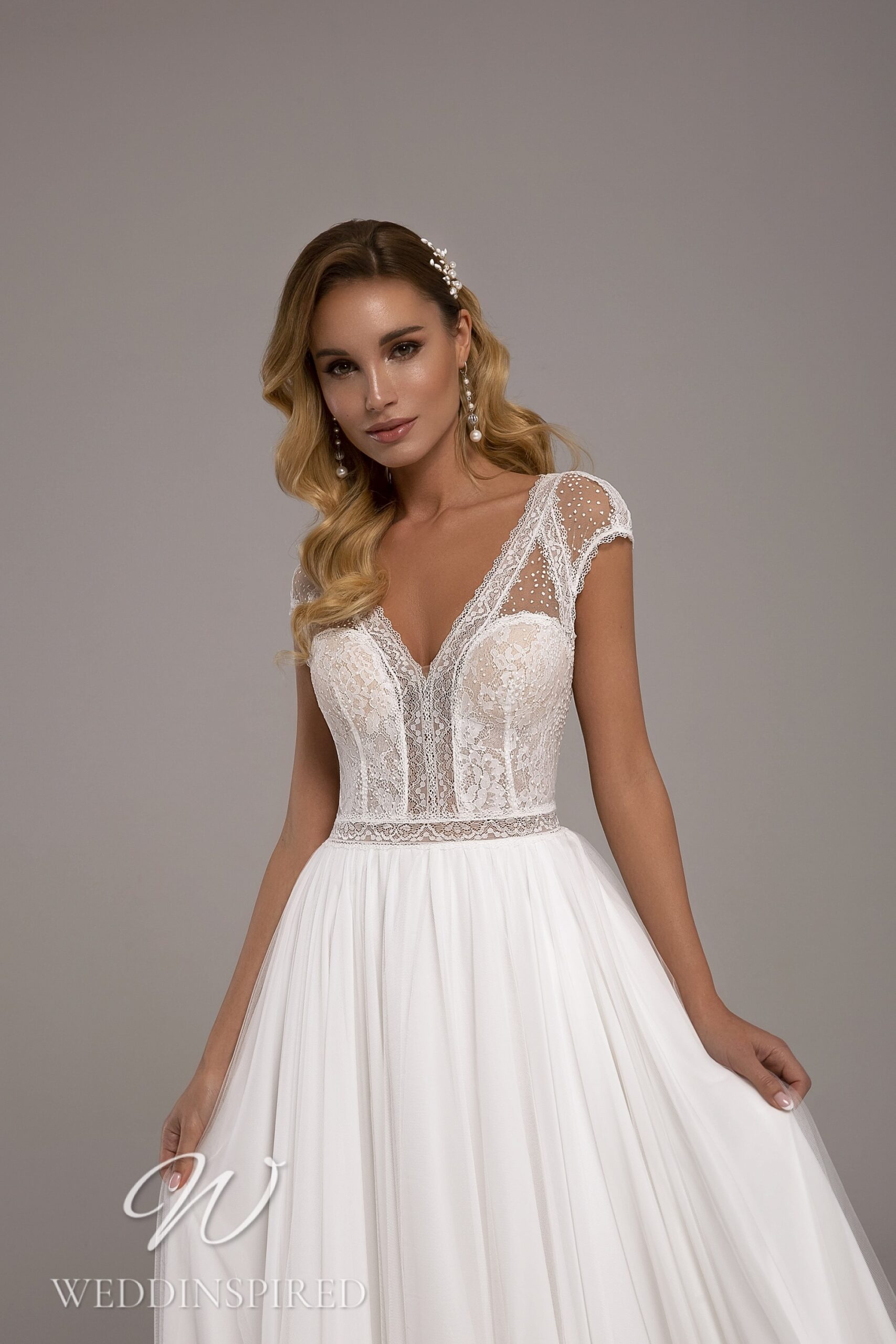 Tina Valerdi boho lace tulle A-line wedding dress