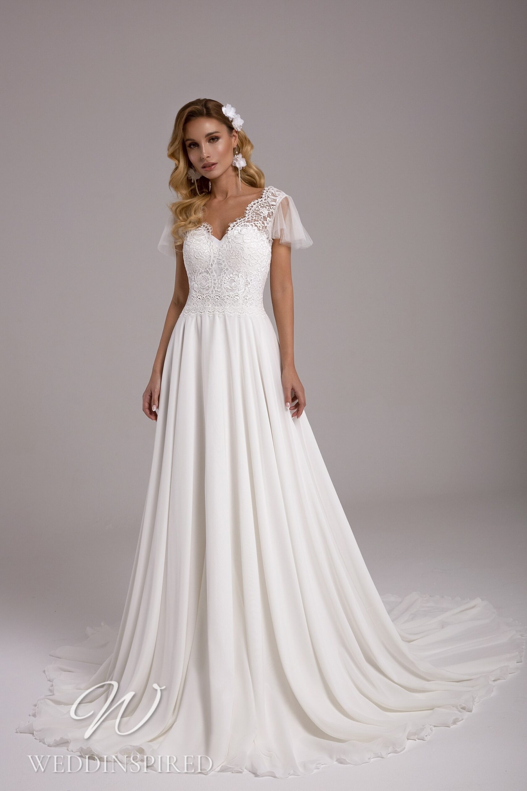 Tina Valerdi lace silk A-line wedding dress