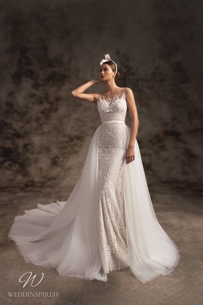wona concept 2023 wedding dress clode lace mermaid tulle detachable skirt