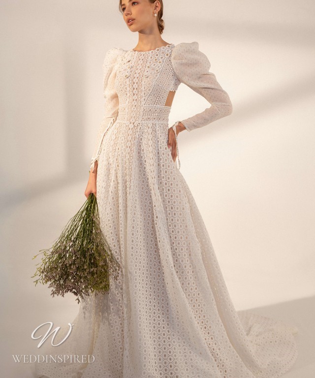 Rara Avis 2021 simple vintage lace A-line wedding dress long sleeves