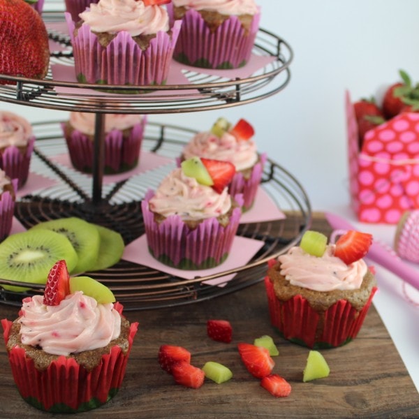Fresh Fruit Strawberry and Kiwi Cupcakes