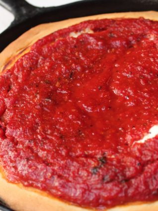 Deep Dish Pizza Recipe, Cast Iron Skillet Pizza Recipe, Deep Dish Pepperoni Pizza Recipe, Chunky Pizza Sauce