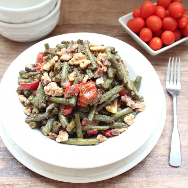 Vegan Roasted Green Bean Pesto Salad