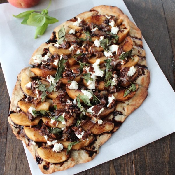 Grilled Peach and Goat Cheese Flatbread