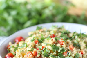 Vegan and Gluten Free Quinoa Corn Salad with Avocado Dressing