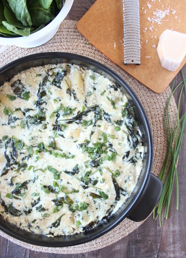 Four Cheese Stuffed Baked Rigatoni with Spinach Alfredo Sauce