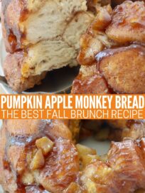apple monkey bread on plate and serving spatula