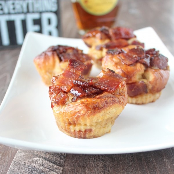 Maple Candied Bacon Bread Pudding Muffins
