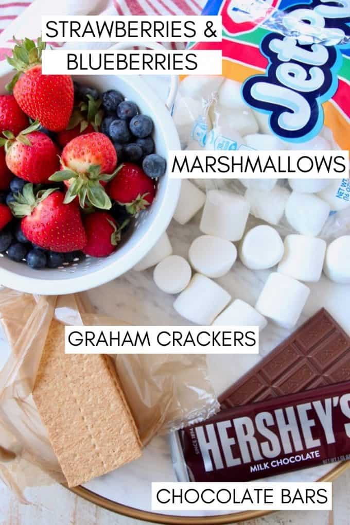Ingredients for berry s'mores