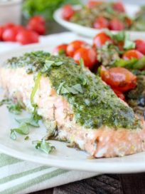 Pesto Baked Salmon with Zucchini Noodles