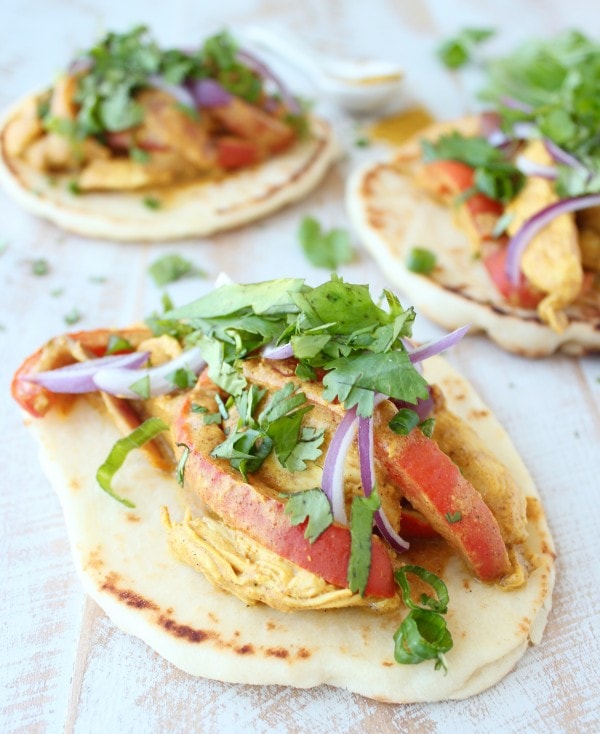 Indian Curry Chicken Naan Tacos