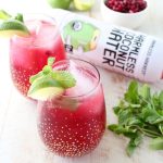 Sparkling pomegranate soda & coconut water are added to this mojito punch recipe, perfect for celebrating everything from holiday parties to Summer BBQ's!