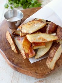 Roasted salt and vinegar potatoes are a super simple side dish that's gluten free and vegan, and takes only about 5 minutes to prep!