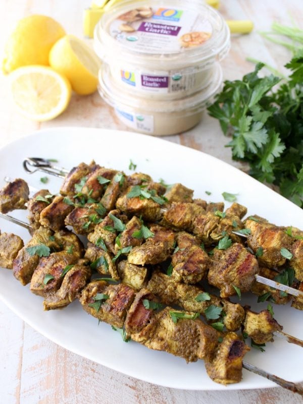 Fresh spinach, spices, lemon and olive oil are combined in an amazing marinade for these grilled Mediterranean Chicken Skewers! 