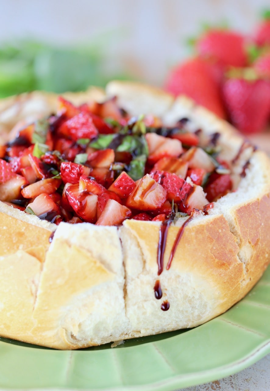 Strawberry Baked Brie Bread Bowl with Balsamic Reduction