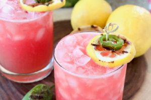 Watermelon Margaritas with Grilled Jalapeno Simple Syrup