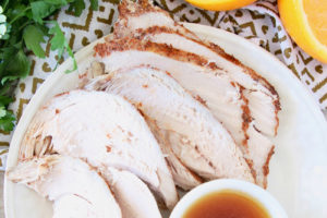 The easiest crock pot turkey breast recipe with an orange bourbon glaze