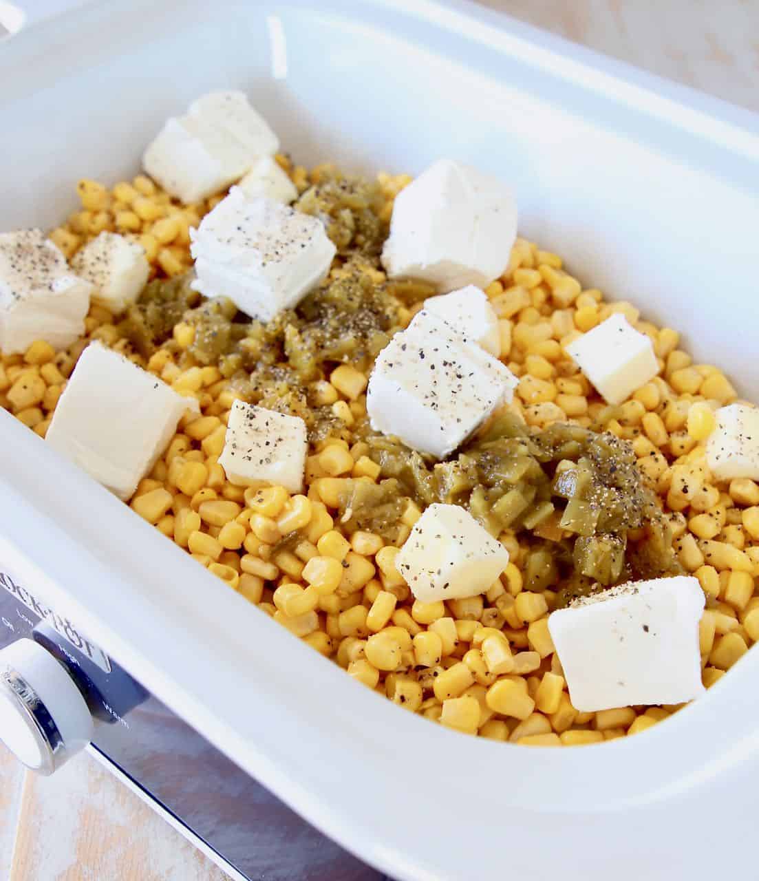 Creamed corn ingredients in crock pot