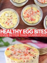 egg bites in mason jars and on cutting board