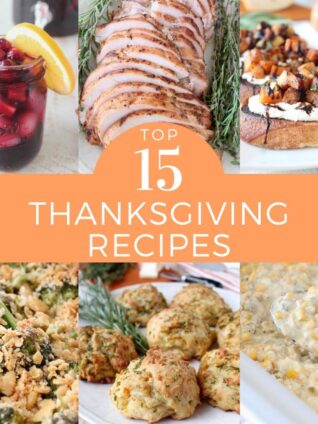 collage of images showing popular Thanksgiving recipes