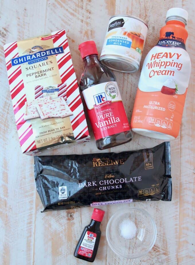 ingredients for peppermint bark ice cream