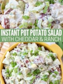 potato salad in bowl with spoon