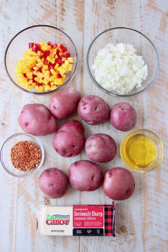 ingredients for cheesy grilled potatoes